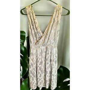 Express Sequin Silver Holiday Cocktail Wrap Style dress Women’s Size S Bling EUC